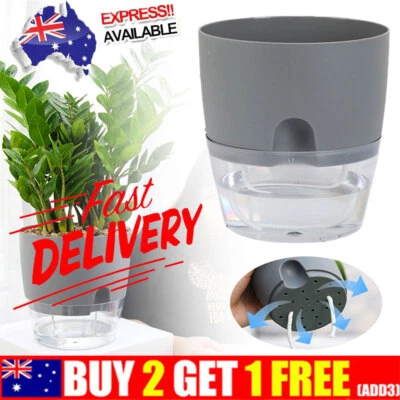 2Layer Self Watering Plant Pot Rope Flower Planter Container Flowerpot CR