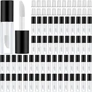 100 Pieces 1.2 ml Clear Mini Lip Gloss Tube Refillable Empty Lip Balm Gloss Containers Bottles Transparent Mini Lipstick Containers for Women DIY Makeup(Black)