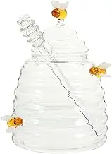 PRETYZOOM 1Set Glass Honey Dispenser with Dipper Stylish Syrup Storage Pot for Kitchen for Honey Jam and Condiments Household Accessory