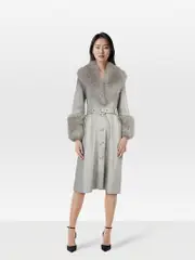 Grey Lamb Leather Foxy Shearling Coat