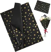 Wrapping Paper Christmas, Tissue Paper, Tissue Wrapping Paper for Christmas Birthday Party, Wedding Decorations (Black-Gold)
