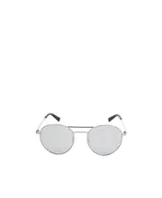 Thin mirror leg round frame sunglasses 52 White
