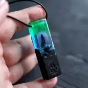 Wolf Howling Necklace Northern lights Pendant Special Gift for Him Mens Jewelry