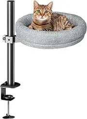 Cat Desk Bed, Indoor Cat Desk Perch, Cat Bed Raised 360° Swivel Over Desk, Indoor Cat Furniture, Comfortable Table Cat Bed