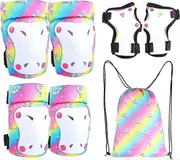 Kids Adjustable Knee & Elbow Protective Gear Set 6 In 1 Wrist Pads For Bike Inline Skate Scooter 3-8 Years Old,s