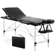 Zenses Massage Table 60cm 3 Fold Aluminium Beauty Bed Portable Therapy Waxing Black