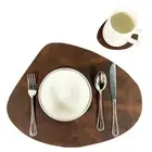 , Rustic Placemats with Coasters Set of 4 Handmade from Full Grain Leather - ...