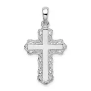 Sterling Silver De-Ani Polished Lace-Edge Cross Pendant