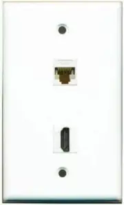 1 HD CAT6 RJ45 Ethernet Port Wall Plate Coupler Jack Hide Cables-Wires-Cords