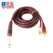 3M 10FT 1/4" 6.35mm TS Male Plug to Dual RCA Stereo Audio Connector Cable