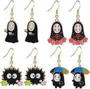 [CHIVASO] Anime Ghost Dangle Earrings No Face Man Earrings Hallowmas Costume Props for Women Enamel Design, Metal, black drip