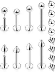 [Lcolyoli] Labret Piercing Jewelry Internally Threaded Snake Bite Jewelry Lip Rings 16G Stainless Steel Medusa Monroe Lip Piercing Jewelry for Women Men Bar Length 6mm 8mm 10mm 12mm