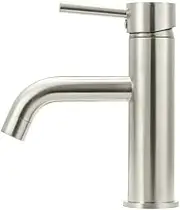 Meir Round Basin Mixer Curved - Smooth Precision Water Flow and Temperature Control, Solid Brass Design, 35mm Cartridge, Easy Installation, Long-Lasting Performance - Brushed Nickel