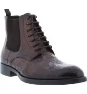 $368 - Robert Graham Hyperspace Skull Embossed Lace-Up Leather Boot in Brown 13
