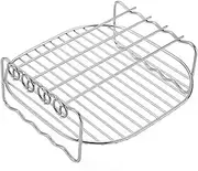 6/ 7/ 8 Inch Skewer Rack for Air Fryer | Multi-purpose Double Layer Stainless Steel Rack with Skewer | Air Fryer Rack Air Fryer Accessories (7 inch)
