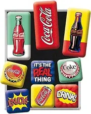 Nostalgic-Art Retro Fridge Magnets 9 Pieces Coca Cola - Pop Art - Gift Idea for Coke Fans Magnet Set for Magnetic Board Vintage Design
