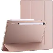 [JETech] Case for Samsung Galaxy Tab S10 FE / S9 FE 10.9-Inch, Slim Translucent Back Tri-Fold Stand Protective Tablet Cover, Support S Pen Charging, Auto Wake/Sleep (Rose Gold)