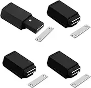 Heavy Duty Push to Open Cabinet Hardware 4PC Magnetic Push Latch & Lock for Door Touch Latches RV Closet Metal Black