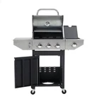 Unbranded Outdoor Portable Propane Grill in White w/ Side Burner + Thermometer