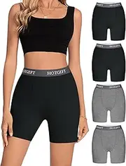 [HOTGIFT] Women's Boy Shorts Panties Cotton Stretch Underwear Soft Boxer Briefs Breathable Anti Chafing 4 Pack