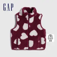 在飛比找蝦皮商城優惠-Gap 嬰兒裝 印花立領背心外套 抱抱絨系列-酒紅色(794