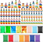 Cinnvoice 135 Pcs Glow Sand Art Kit Include 60 Craft Collection Bottle 65 Colored Art Sand 10 Plastic Funnels Kenetik Kit for DIY Birthday Party Decoration Supplies Crafts Creative Gifts