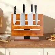 Kitchen Magnetic Knife Block Holder Wood Storage Knife Organizer Multifunctional