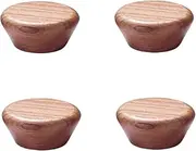 Wood Drawer Handles 4Pcs Flat Round Solid Wood Handle Drawer Wardrobe Door Cabinet Round Single Hole Log Door Handle 6Cm Black Walnut