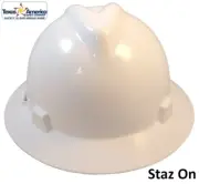 MSA V-Gard Full Brim Hard Hats with Staz-ON Suspensions - White