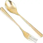SOESFOUFU 1 Set Brass Cutlery Long Handle Spoon Fork Elegant Tableware for Parties Western Dining and Special Occasions and Easy to Clean