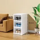 Foldable Shoe Storage Box Stackable Dustproof Transparent Living Room Sneaker Ca