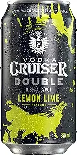 Vodka Cruiser Double Lemon Lime, Refreshing Flavoured Pre-Mixed Vodka Drink, 6.8% ABV, 375mL (Case of 24 Cans)