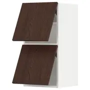 METOD wall cabinet horizontal w 2 doors, white/Sinarp brown, 40x37x80 cm