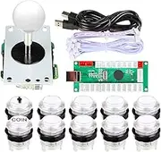 EG STARTS Classic Arcade Games Cabinet Kit USB Encoder to PC Joystick Handle + 5V Led Lights Push Buttons Compatible Arcade PC Game DIY Project &Mame & Raspberry Pi DIY Parts (White)