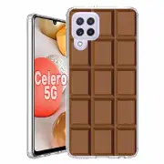 For BoostMobile Celero 5G clear Rugged TPU Case+Glass(Chocolate Bar)