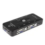 US USB 2.0 KVM Switch 4 Port W 4 Set Cable For Mouse Keyboard Monitor Sharing