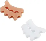 Tadipri Pack of 4 Silicone Toe Separators for Pedicure Separator Foot Toe Spreader for Men and Women (White/Apricot)