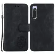 For Sony Xperia 10 V Wallet Phone Case Pu Leather Tiger Pattern Imprinted Stand Protective Cover