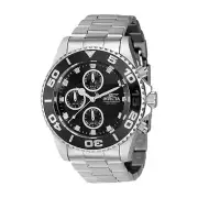 Invicta Men's Watch Pro Diver Chronograph Black Dial Silver Tone Bracelet 43405