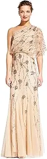 [Adrianna Papell] Women's One Shoulder Beaded Dress