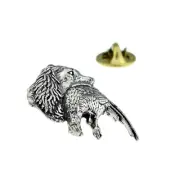 Spaniel Dog with Pheasant English Pewter Lapel Pin Badge XTSPBA26
