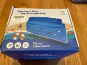 Bathtub Splash Guard for Tub Kids Play Shelf Area Toy Storage Holder - Blue 22”