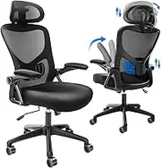 VEVOR Office Chair with Adjustable Lumbar Support, High Back Ergonomic Desk Chair with Adjustable Headrest, 2D Armrest, Ergonomic Office Chair Backrest, Computer Chair for Home Office
