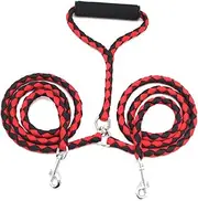 Kisangel Dual Dog Leash Cat Leashes Dog Head Pet Dog Leash Handmade Chain Ring Small Dog Leash Double-Headed Leash Dog Leash with Handle Leather Belt Belts Dual Dog Lead No Double Head Rope