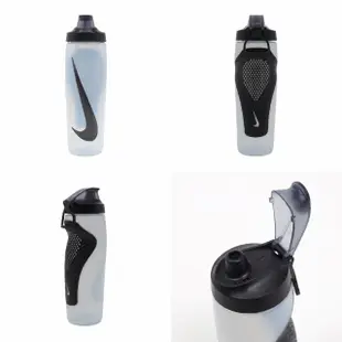 【NIKE 耐吉】水壺 Refuel Bottle 24oz 白 黑 掀蓋式 止滑 可擠壓 水瓶 運動 自行車(N100766812-524)