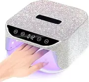 UV LED Nail Lamp, Drying Salon Nail Art Lamp, LED Nail Lamp with 4 Timer Modes, Gel Nail UV Light Decorated with Sparkling Nail Rhinestones Diamond for Home/Nail Salon
