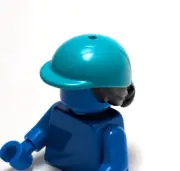 Lego - Minifigure Headgear - Teal Blue Horse Jockey Helmet, Black Hair Bun