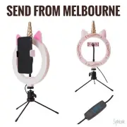 NEW Unicorn Selfie Photo LED Ring Light 3 Color 20cm Tripod w Phone Holder USB