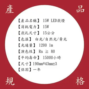 【燈飾大盤商】亮博士 15公分 15w led崁燈 白光 黃光 自然光