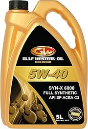 GULF WESTERN OIL Gulf Western Syn X 6000 5W-40 Full Synthetic Engine Oil 5 litre Yellow